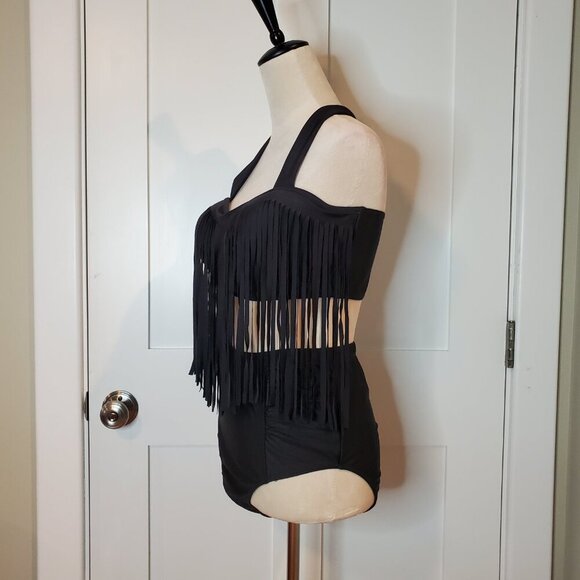 NEW WATER PRINCESS SZ XL 2 Piece Black Swimsuit Boho Cruisewear Vacation - Picture 2 of 11